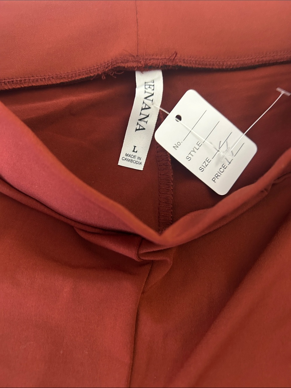 Zenana Women's Rust Wide-Leg Pants & Sleeveless Drape Vest Set. Size lg/ xl - Picture 3 of 5